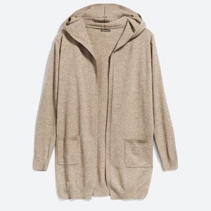 Urbino hooded open cardigan- oatmeal color